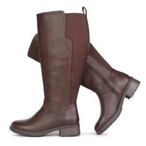 NWT Chicblooms Extra Wide Calf Stretch Panel Riding Boots